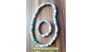 Multi Color Button Shells Stretch Necklace